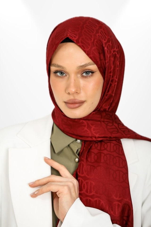 İthal İpeksi Jakar Şal Halka Model - New Collections Bordo