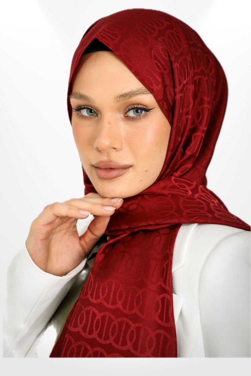 İthal İpeksi Jakar Şal Halka Model - New Collections Bordo