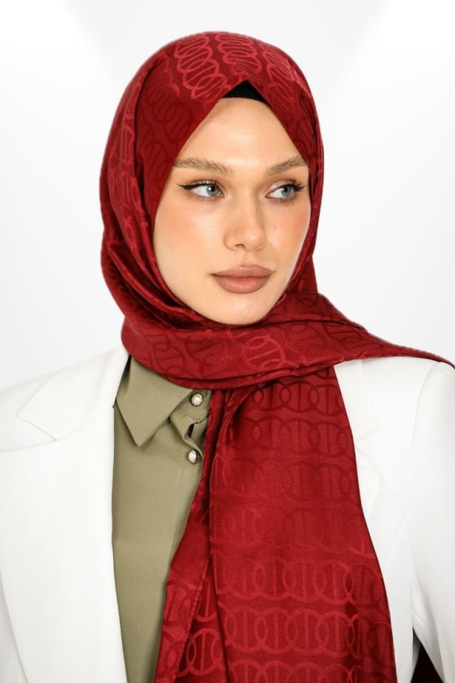 İthal İpeksi Jakar Şal Halka Model - New Collections Bordo